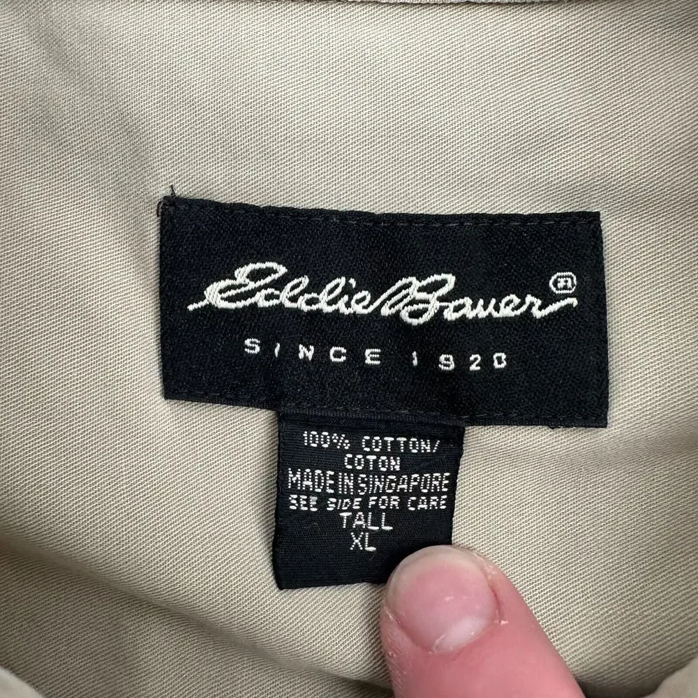 Eddie Bauer Shirt Mens Size XL Gray Regular Fit Long Sleeve Collared Button Down